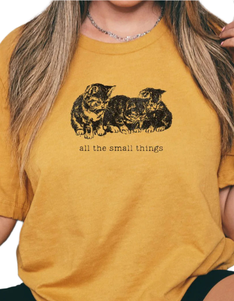funny punk shirt that says all the small things with three kittens on it