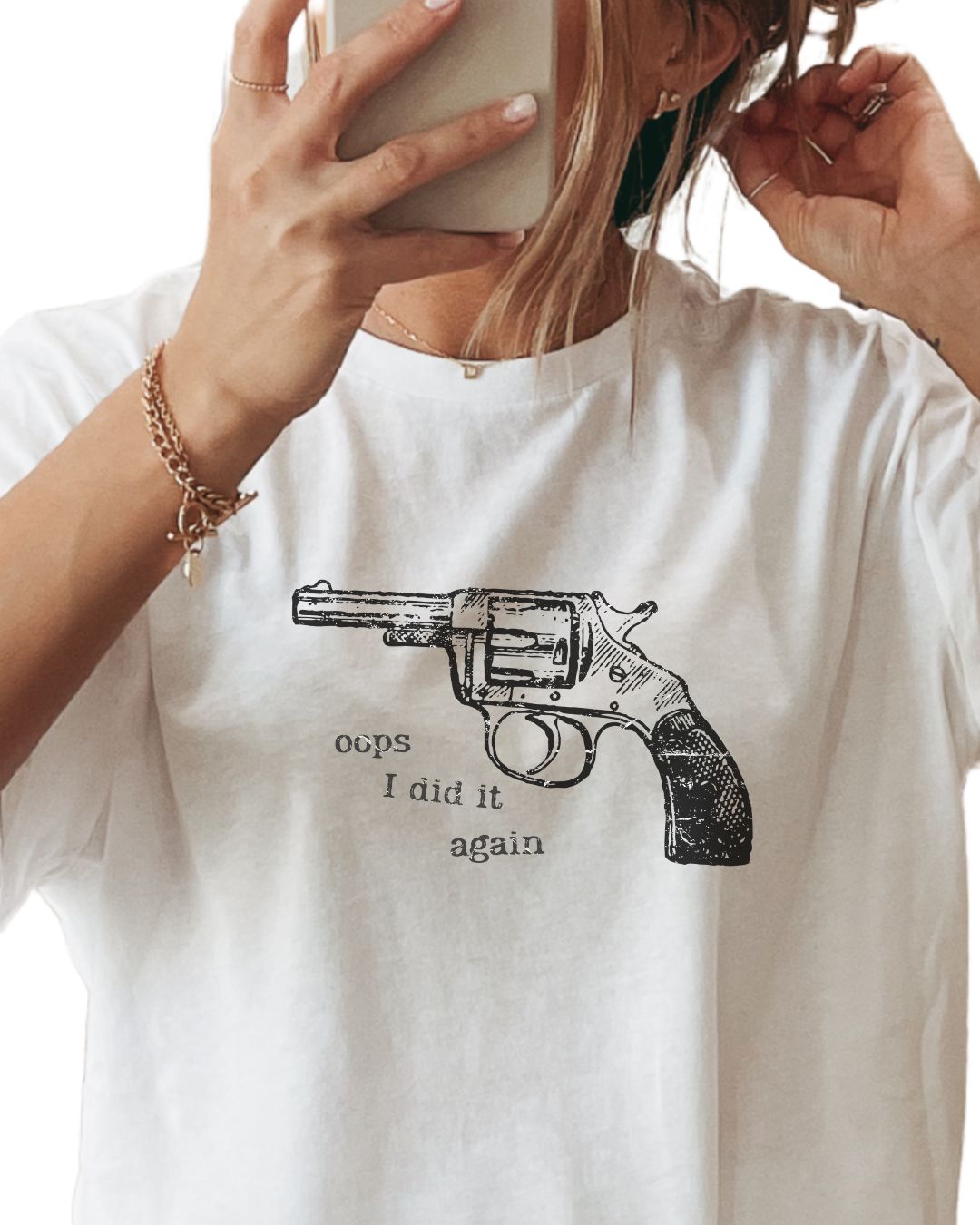 funny fox and clown shirt featuring a western pistol and the words oops I did it again