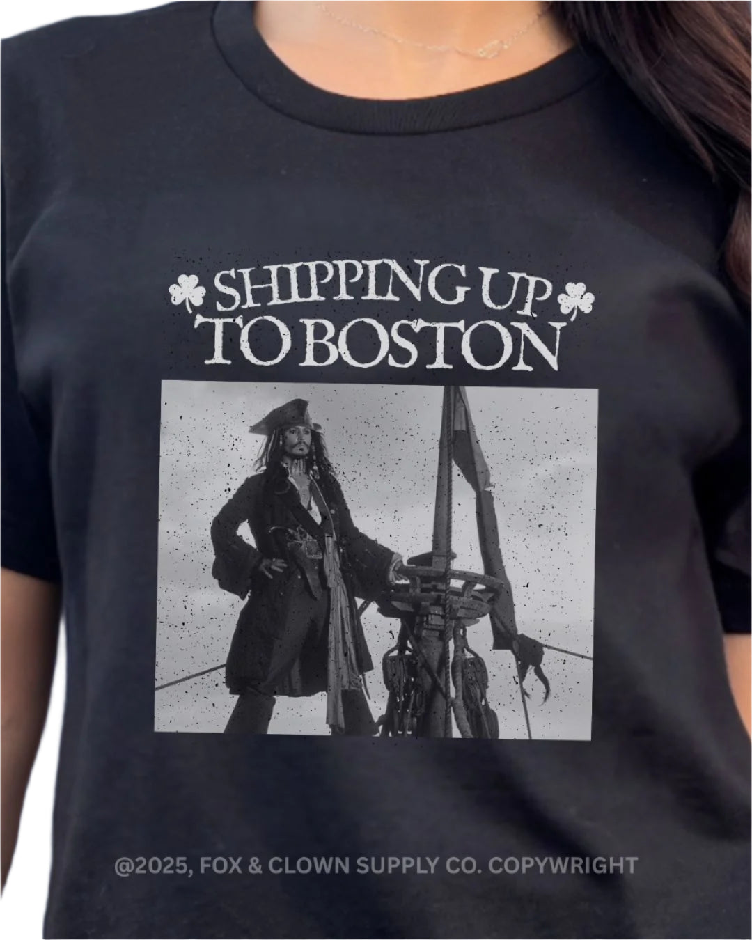 funny punk shirt with shipping up to boston and a pirate