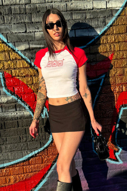 Lucky 666 Vintage Style Raglan Crop Top