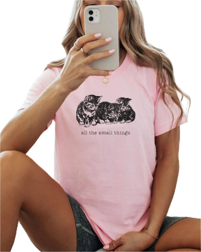 funny punk shirt that says all the small things with three kittens on it