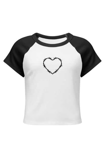 Barbed Wire Heart Raglan Cropped Baby Tee