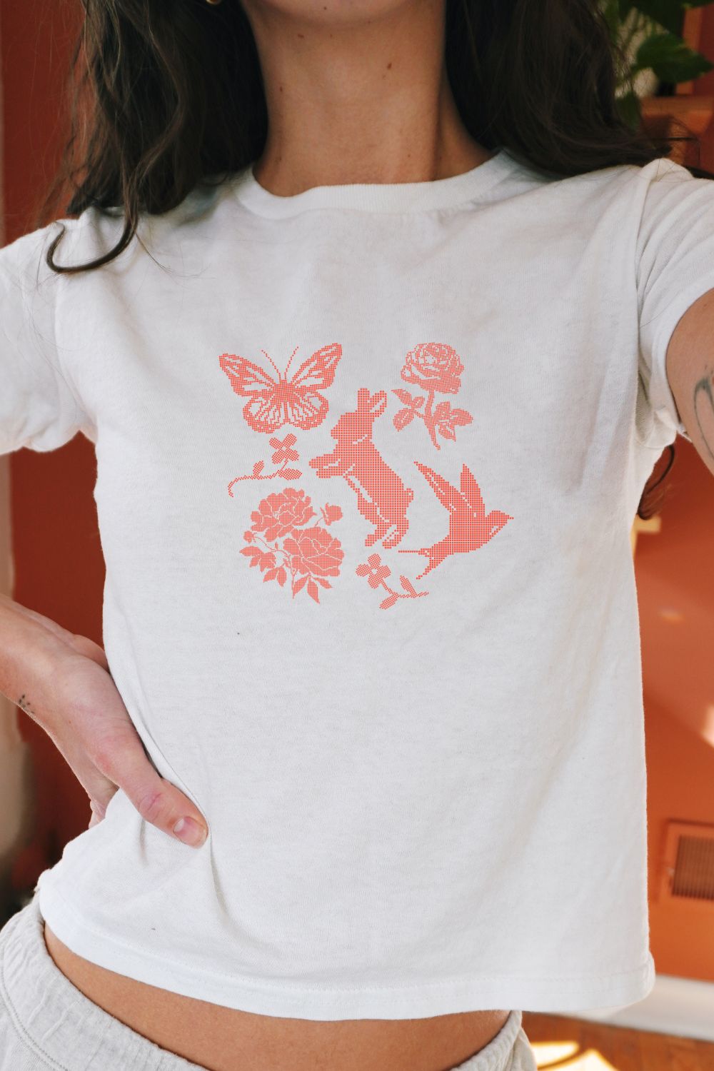 Coquette Spring Meadow Baby Tee | Retro Y2K Graphic T-shirt
