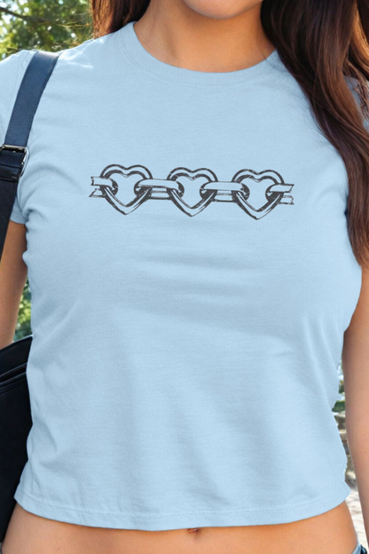 Heart Chain Baby Tee | Y2K 90s Vintage Graphic T-Shirt