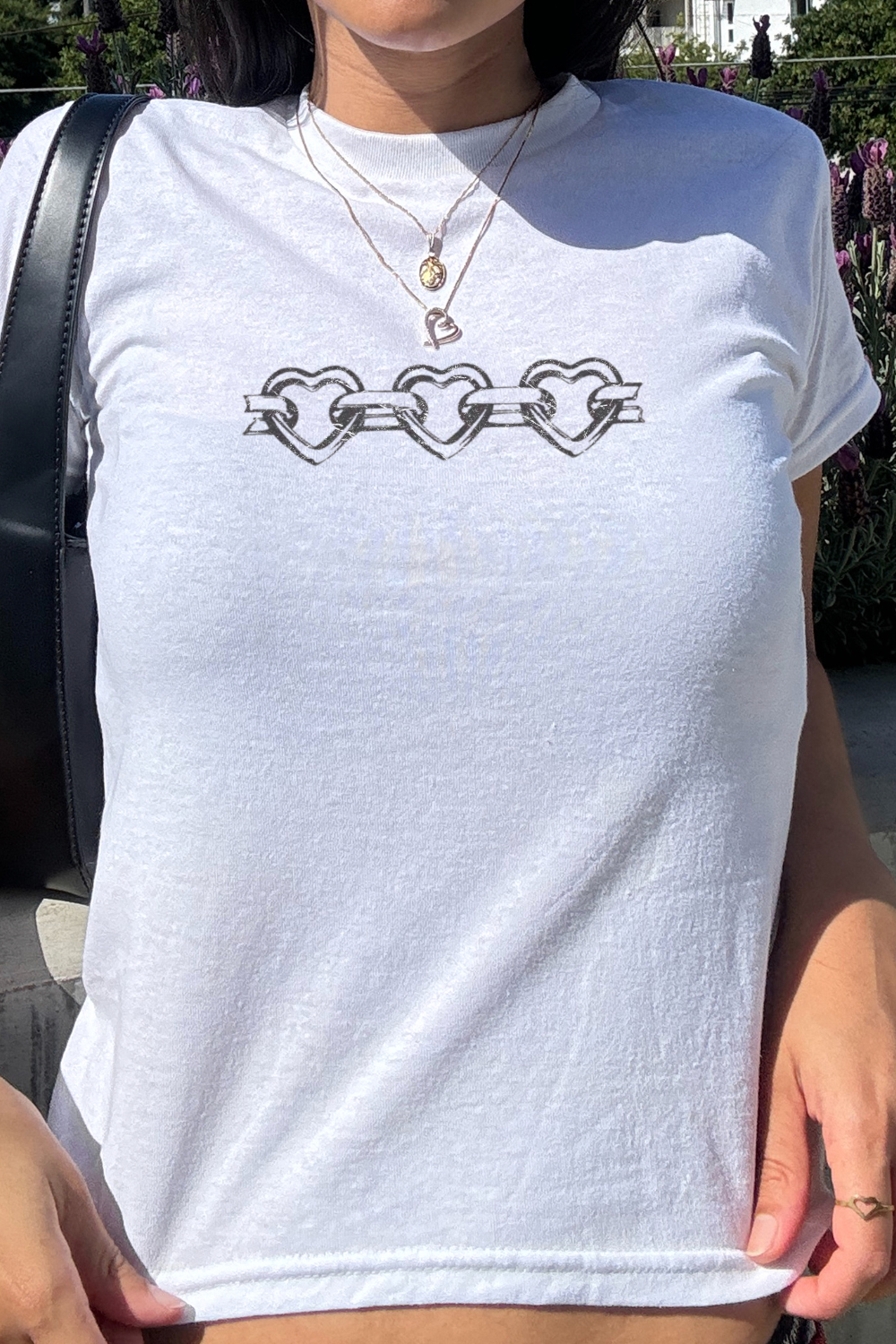 Heart Chain Baby Tee | Y2K 90s Vintage Graphic T-Shirt