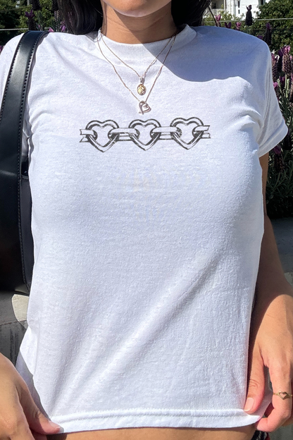 Heart Chain Baby Tee | Y2K 90s Vintage Graphic T-Shirt