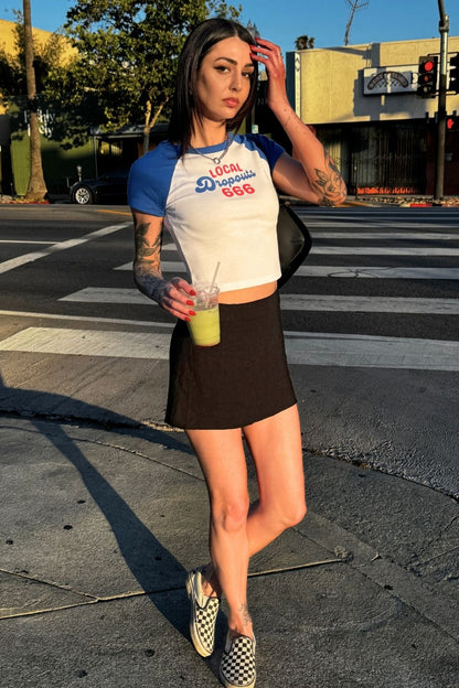 Local Dropouts 666 Baseball Crop Tee