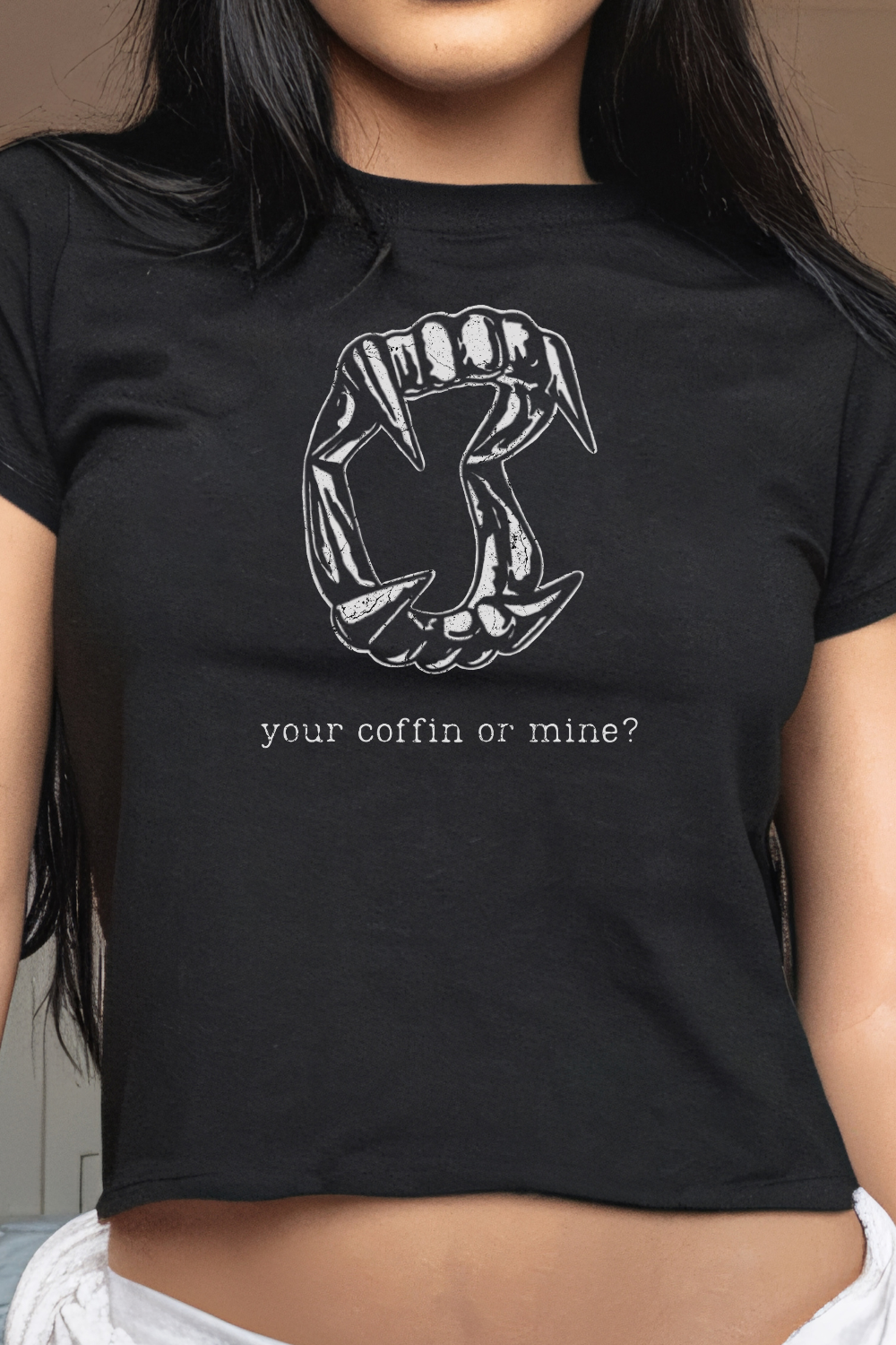 Your Coffin Or Mine Baby Tee | Goth Crop Top