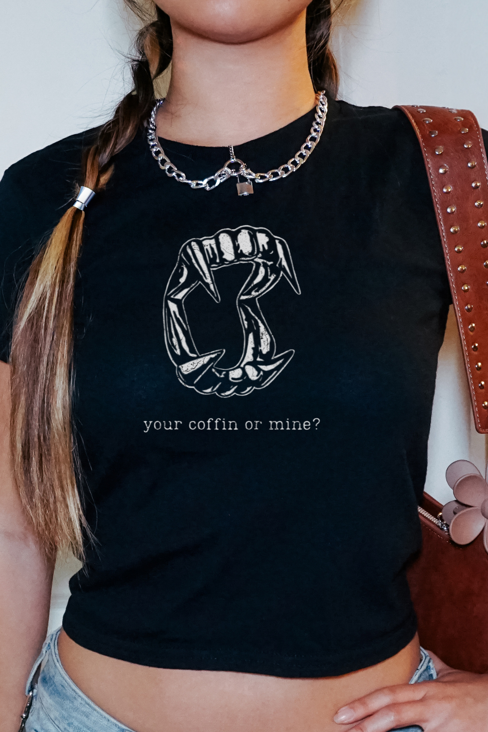 Your Coffin Or Mine Baby Tee | Goth Crop Top